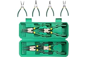 4 Pcs Snap Ring Pliers Set, Internal/External Heavy Duty for Ring Remover Retaining and Remove Hoses, Storage Case Included