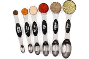 Magnetic Measuring Spoons Set of 6 Stainless Steel Dual Sided Stackable Teaspoon for Measuring Dry and Liquid Ingredients