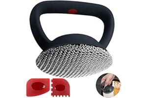 Onewly Cast Iron Scrubber and Scraper, 316 Stainless Steel Scrubber Steel Wool Scrubber, Chain Mail Scrubber Cast Iron for Cleaning Dishes, Stock Pots, Pans, Griddles, Grills, Cast Iron Skillets