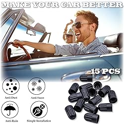 MEAJOO 15PCS TPMS Tire Valve Long Stem Caps, Black