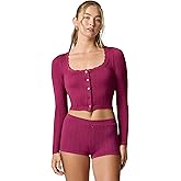 Florence by Mills Womens Pointelle Knit Cropped Cardi