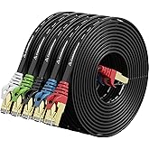Cat8 Ethernet Cable 15ft 5Pack Black, 2000MHz 40Gbps High Speed LAN Cord, RJ45 Flat Cat 8 Patch Cable for Modem/Router/PC/PS5