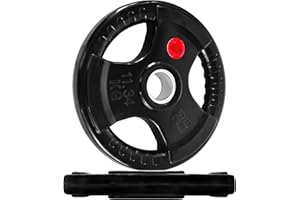 SIGNATURE FITNESS Fitvids Olympic 2-Inch Cast Iron Plate Weight Plate for Strength Training and Weightlifting, Rubber Coated Style, 25LB Pair