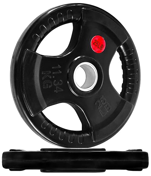 Fitvids Olympic 2-Inch Cast Iron Plate Weight Plate for Strength Training and Weightlifting, Rubber Coated Style, 25LB Pair