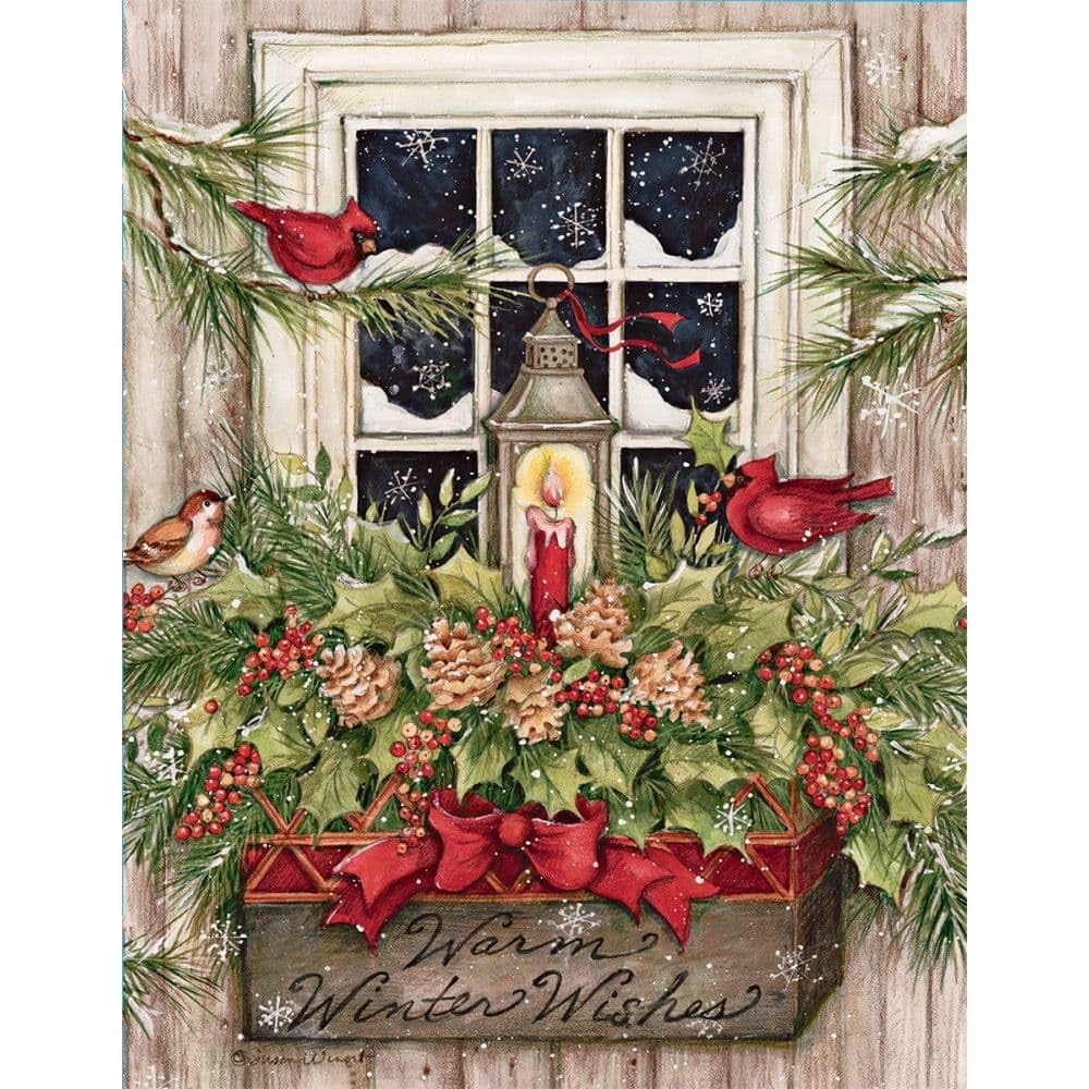 Lang 1004688 - "Window Box Snow, Boxed Christmas Cards, Artwork by Susan Winget - 18 Cards, 19 Envelopes - 13.7 x 17.5 cm