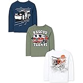 The Children's Place Baby-Boys and Toddler Dino,Animals,Sharks Long Sleeve Graphic T-Shirts,3 Pack