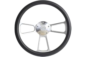 FOREVERSHARP Carbon Fiber Vinyl Steering Wheel 14 Inch Aluminum with Chevy Installation Adapter and Horn