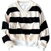 SweatyRocks Girl's Striped Color Block Sweaters Long Sleeve Casual Knit Pullover Tops