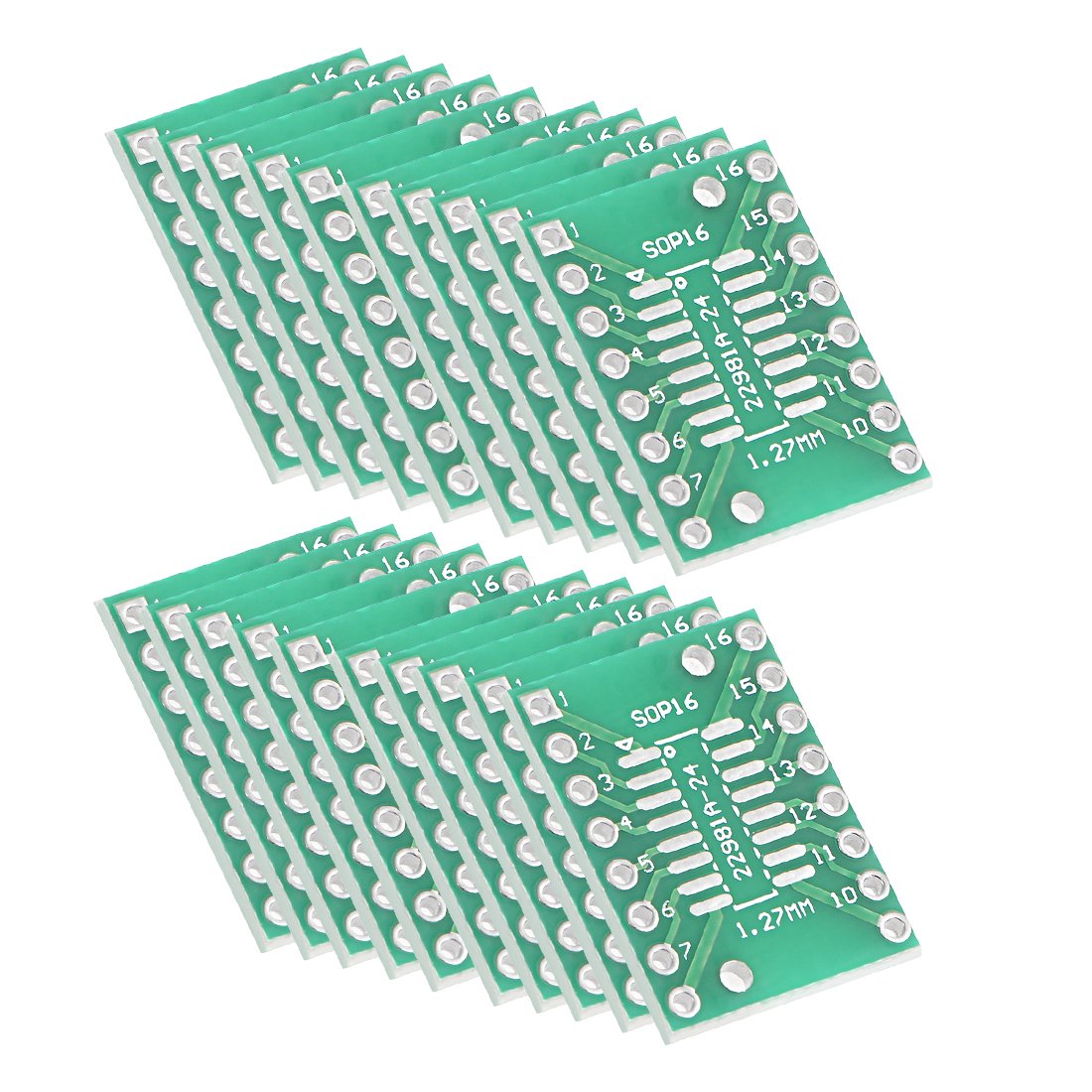 Sourcingmap SSOP 16PIN 0.65 / SOP 16PIN 1.27 to DIP Adapter PCB Board Surface Mounted Devices Converter 20pcs