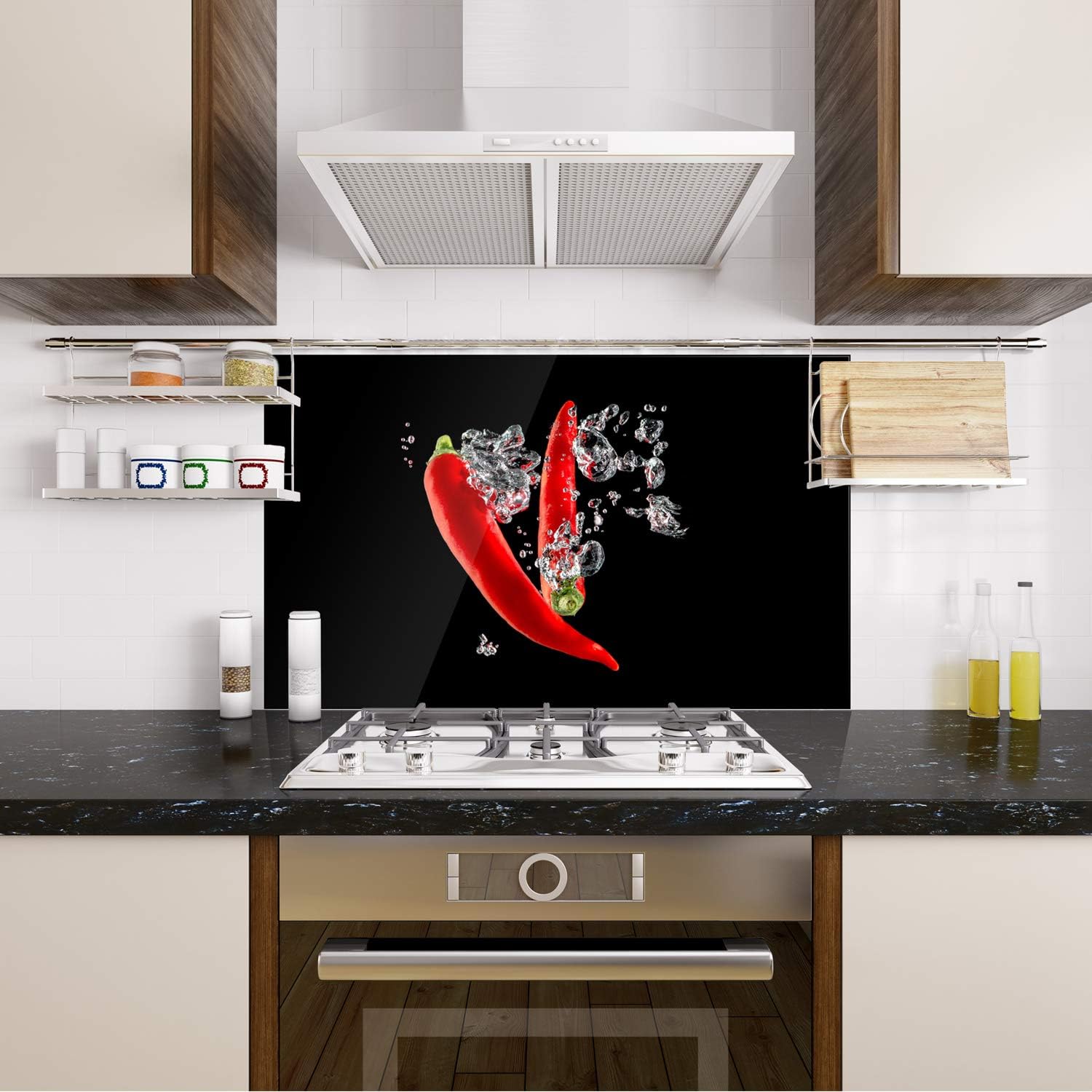 Herd Bild Motiv Chili Rot Schwarz Kuchenruckwand Kuchenspiegel Glasruckwand 60x60cm Grazdesign Spritzschutz Glas Fur Kuche Elektro Grossgerate Backofen Herdzubehor Suenaacampo Com