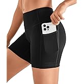 TomTiger Yoga Shorts for Women with Pockets - High Waist Tummy Control Workout Biker Shorts