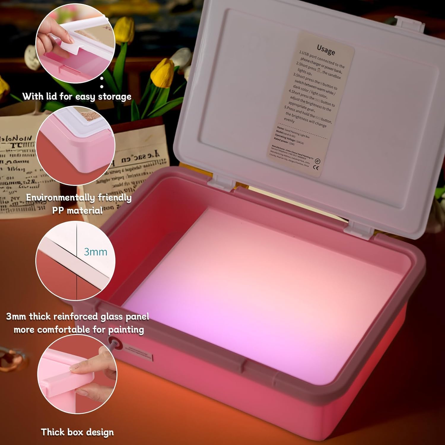 Light Table for Kids Manipulative | Sand Painting Light Box | Kids Light Table | Light Table Toys | Light Up Table for Kids | Sensory Light Table Accesories |3 Modes,10-Level Dimming18(Orange)