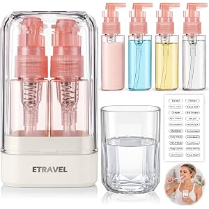Mifoci 5 in 1 Travel Dispenser Bottle with Mouthwash Cup, Leak Proof Travel Size Bottles for Toiletries Conditioner Shampoo,