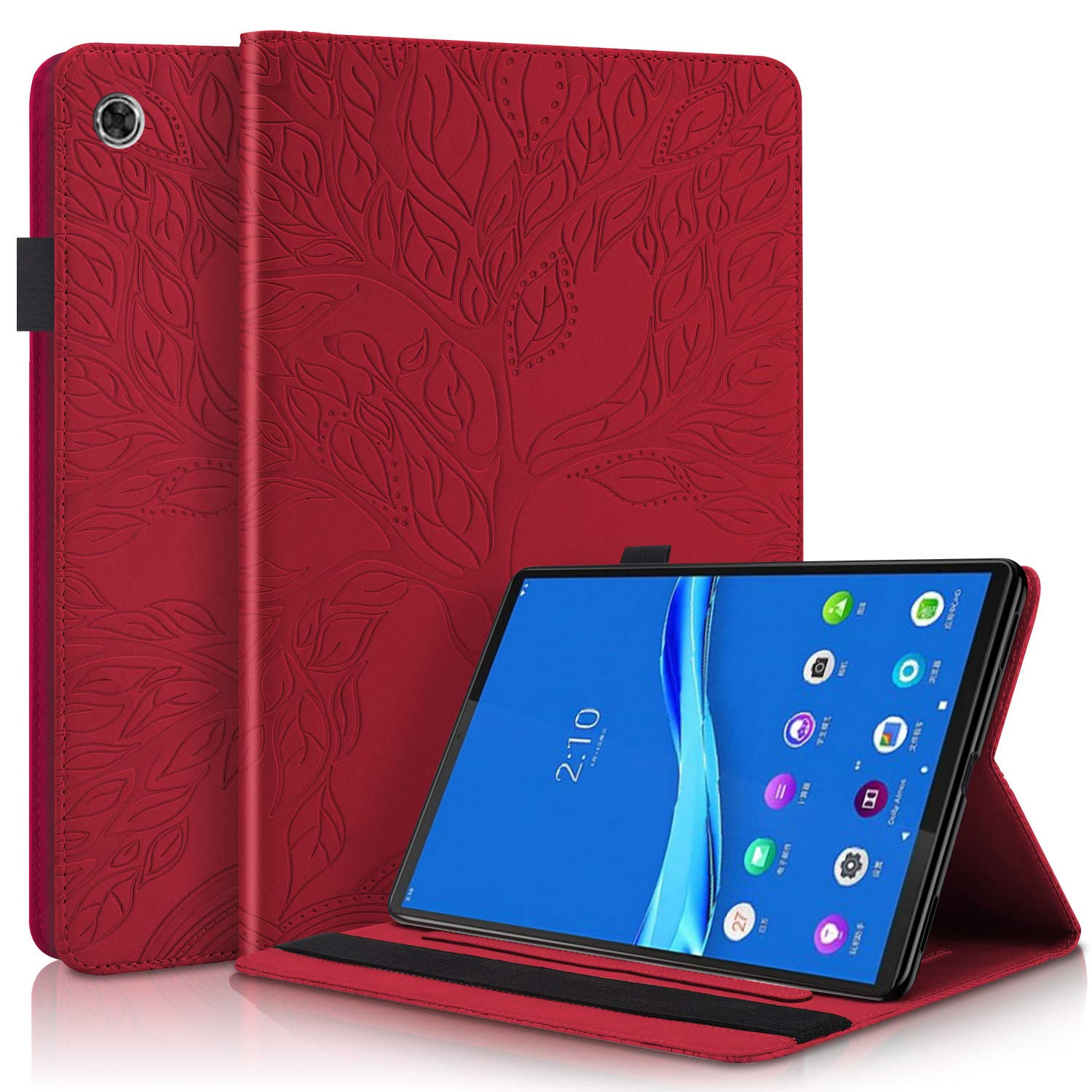 Succtop Tablet Case for Lenovo Tab M10 Plus 10.3 Inch, Red PU Leather Folio Flip Cover Stand Wallet, FHD Plus(2nd Gen) TB-X606F TB-X606X