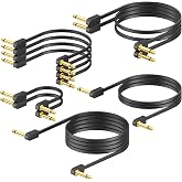 AA AUDIO ACCESSORY Gold-Plated Flat Ribbon Guitar Patch Cables Multi-Pack 10-Pack, Kevlar-Reinforced Built-to-Last Noiseless Quad-Layer Shielded, Guitar Pedal Cables for BOSS MXR EBS Pedal