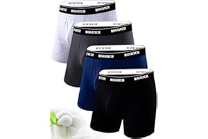 ROSTITCH Men's Boxer Briefs, Soft and Breathable Upgrade cotton men‘s underwear with Fly, Super elasticity mens underwear