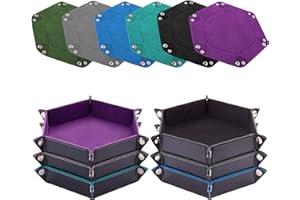 SIQUK 6 Pieces Dice Tray Hexagon Dice Rolling Holder Folding PU Leather Dice Trays for Dice Games Like RPG, DND and Other Tab