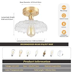 Shenmoyl Semi Flush Mount Ceiling Light, Gold