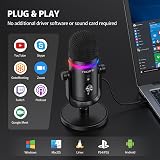 TECURS USB Microphone RGB with Arm Kit, Cardioid Condenser Gaming Mic view 5