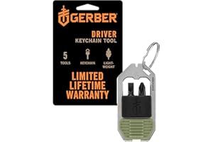 Gerber Gear Driver Keychain 5-in-1 Multitool, Clips to Pocket or Keychain with Pry Bar, Phillips and Flat Head Screwdriver Bi