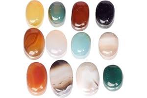 GEMHUB Loose Gemstone Beads For Jewelry Making 12pcs/Lot Natural Onyx Approx 170.00 Carat Multi Color Oval Cabochon Onyx Jewelry Making For Women And Men