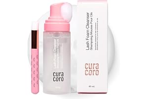 Curacoro 60ML Eyelash Extension Cleanser (Unscented) - Lash Shampoo for Lash Extensions, Eyelash Extension Foam Cleanser for 