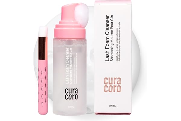 Curacoro Lash Shampoo 60ml (Unscented), Eyelash Extension Foam Cleanser | Eyelash Shampoo for Dry & Sensitive Skin, Gently Re
