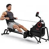 Sunny Health &amp; Fitness Smart Magnetic Rowing Machine, Full-Body Workout | Up to 50" Slide Rail, Compact Design for Home Gym, Adjustable Magnetic Resistance, Vertical Storage, Free SunnyFit App