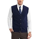 Kallspin Men’s Button Down Sweater Vest Lightweight Knitted Pure Cotton V-Neck Sleeveless Cardigans