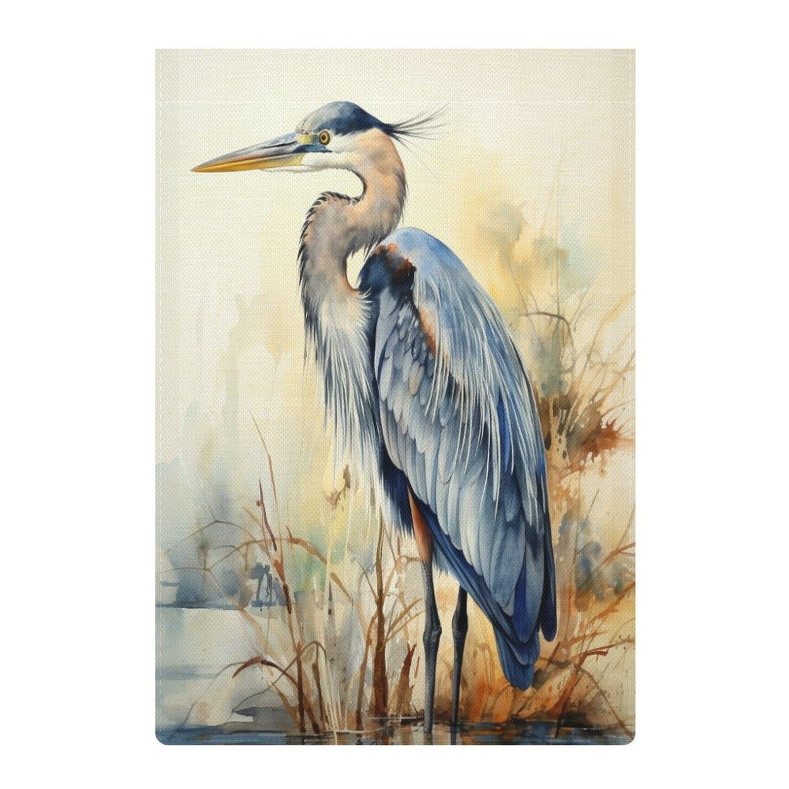 Photo 1 of HighonHi Watercolor Great Blue Heron Garden Flag Double Sided Outside 12x18 Inch Blue Heron Yard Flags Farmhouse Rustic Outside House Flags Seasonal Outside Décor for Yard Farmhouse
