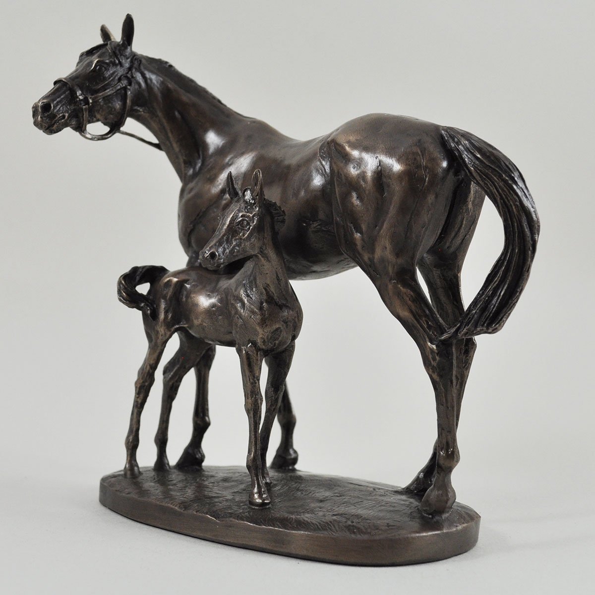 Mare And Foal Bronze Statue Sculpture By D. Geenty