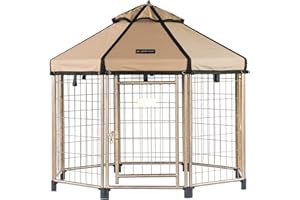 Advantek Win World Pet Gazebo Indoor and Outdoor Metal Kennel for Medium to Large Animals, 4ft Earth Taupe