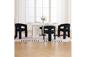 Wahson Black Modern Dining Chairs, Set of 4 Velvet Upholstered Barrel Dining Chair, Assembled Accent Armchairs with Open Back for Dining Room/Living Room
