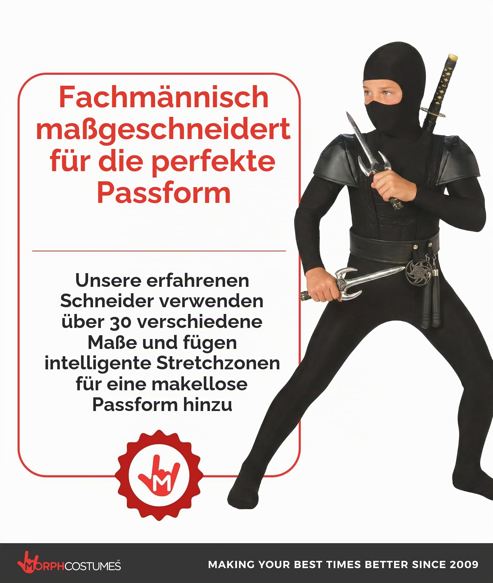 Morph Ninja Kostüm Kinder Jungen und Mädchen, Ninja Anzug Schwarz, Faschingskostüme Kinder Junge, Karneval Kostüm Kind, 4-6 Jahre 4