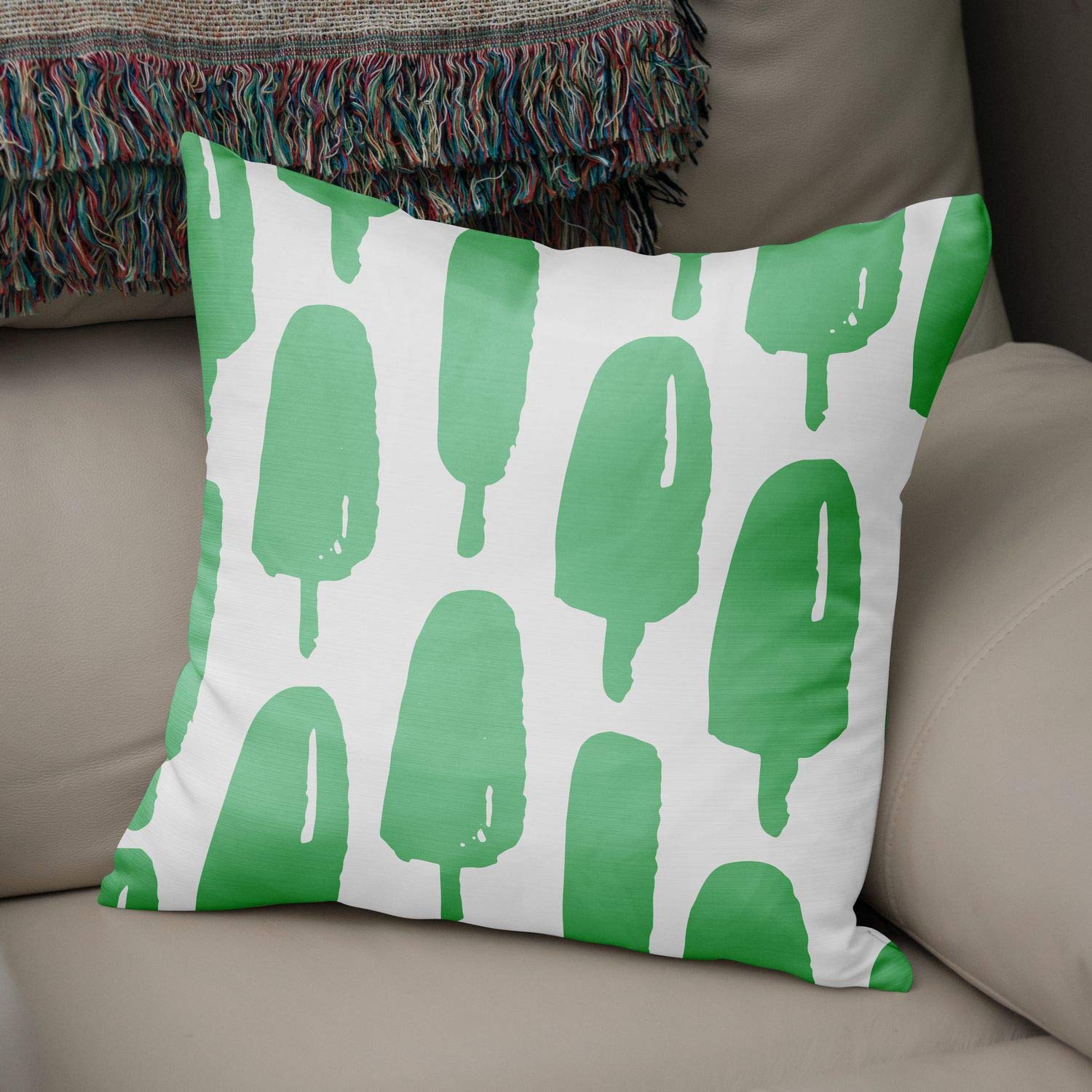 Bonamaison Decorative Cushion Cover, Polycotton, Green, Standard