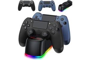 AROEVEIB 2 Pack Controller with Charger Dock for PS4 Wireless Game Controller, with LED Charging Dock Station, 2 USB Cable