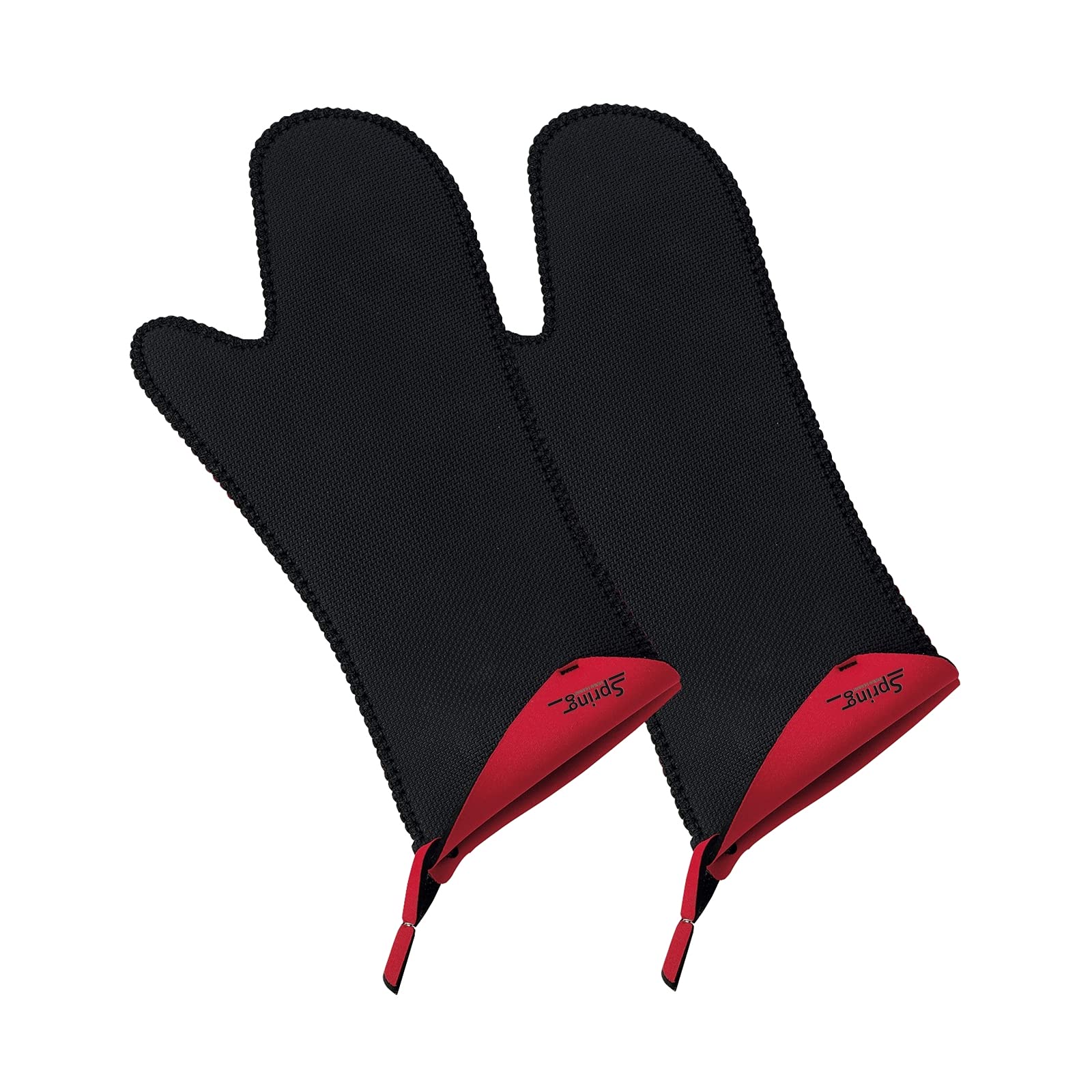 Spring Oven Gloves Pair Long Interior Red Set of 2