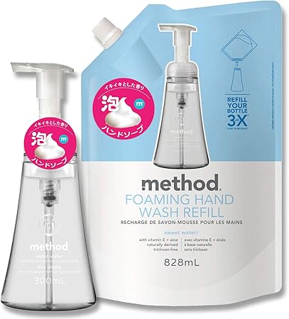 Amazon ハンドソープ 泡 詰め替え おしゃれ メソッド Method スウィートウォーター セット まとめ買い 手洗い 本体 300ml 詰め替え用 8ml ボトル 業務用 メソッド Method ビューティー 通販