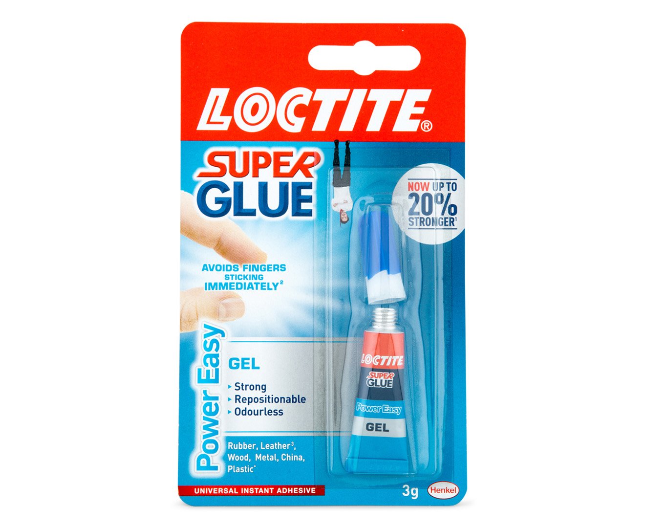 Loctite 1988289 Super Glue Power Easy Gel/Extra Strong Gel Non-drip Glue for Leather, Rubber, Wood, Metal, Porcelain, Paper, Plastic / 1 x 3g Tube