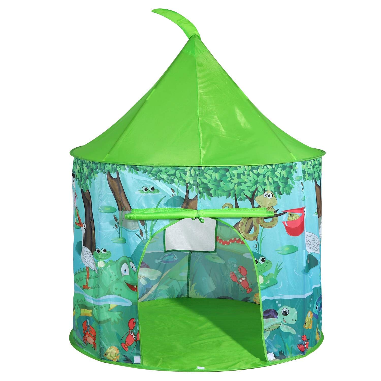 SOKA Jungle Play Tent Portable Foldable Green Pop Up Play Teepee Indoor or Outdoor Garden Playhouse Tent Carry Bag for Children Boys Girls Toddler