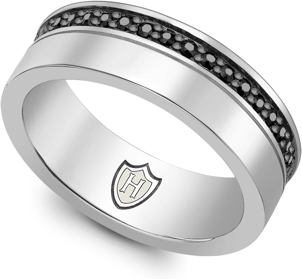 HOXTON LONDONMen's Sterling Silver Black Sapphire Set Ring