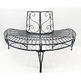 HI-LINE Black SEMI-Circle Tree-WRAP Bench