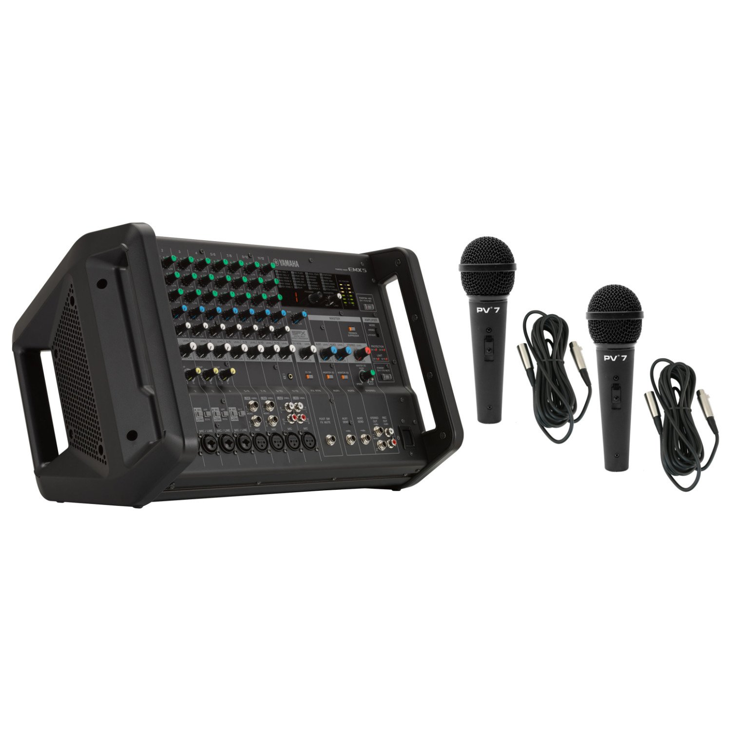 Yamaha Emx5 12 Channel 1260 W Power Amplifier Powered Audio Mixer With 8 Mono Mic Line Inputs And Onboard Dsp With 2 Microphones And Microphone Cables Buy Online In Bahamas At Bahamas Desertcart Com Productid