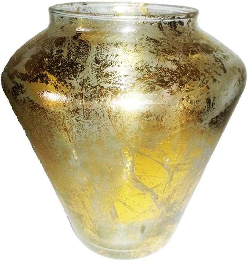 Oberstdorfer Glashütte Vase gold colored glass antique gold Vase Height