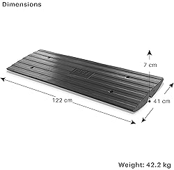 Pyle Car Driveway Curb Ramp - Heavy Duty Rubber