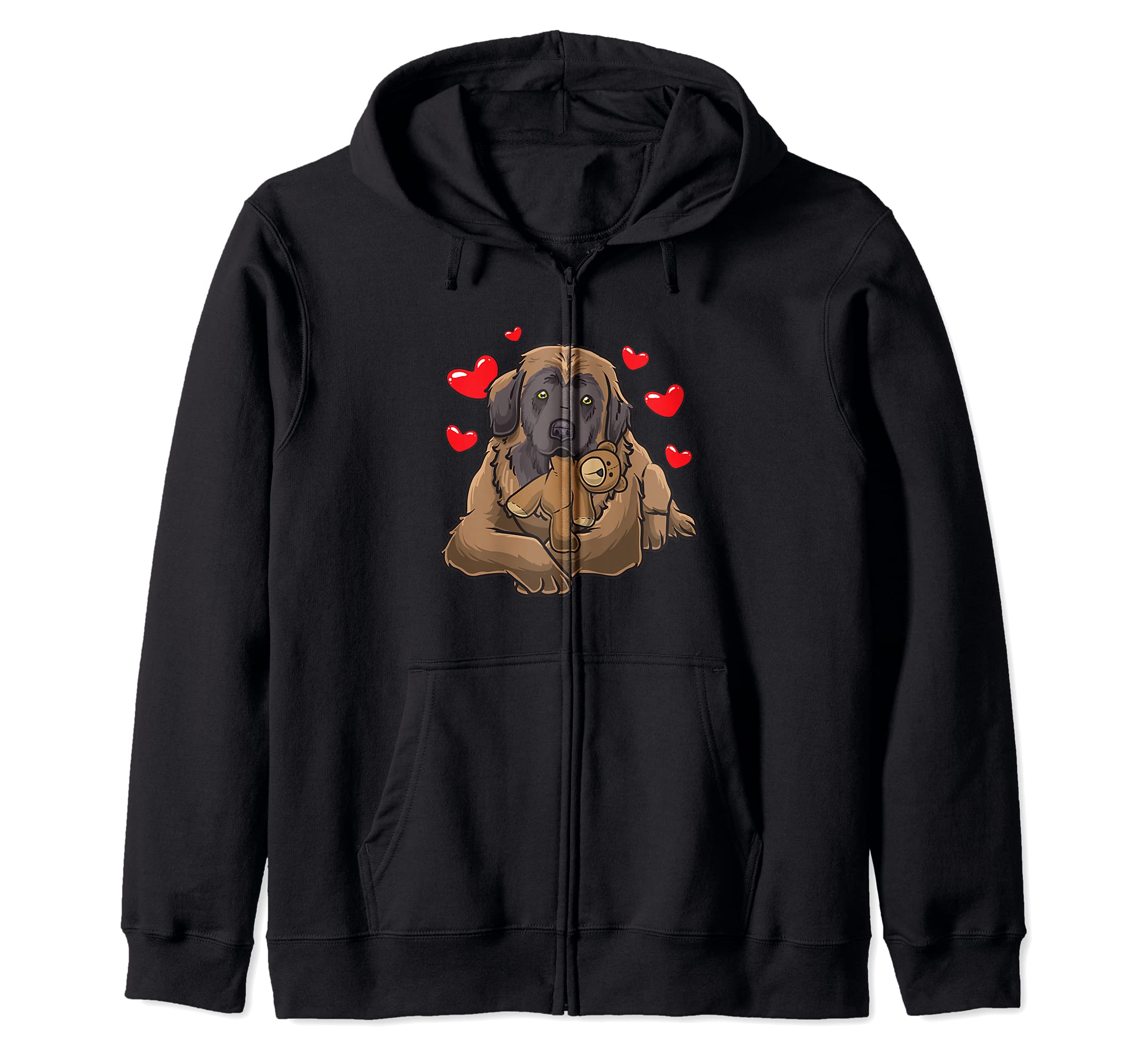 Leonberger Dog with stuffed animal and hearts Zip Hoodie