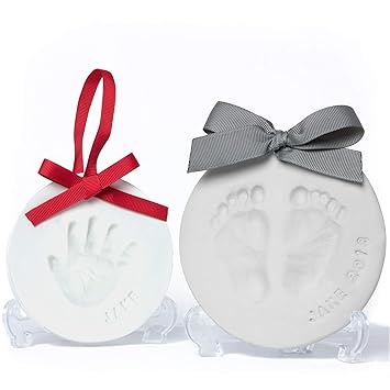 Amazon Com Baby Leon Footprint Ornament Kit White Gray Clay