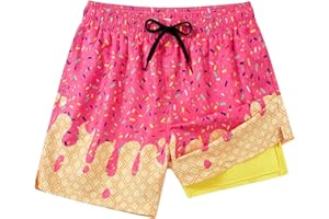 westwolf Men Swim Trunks 5.5 Inch Board Shorts 2 in 1 Swimwear with Compression Liner