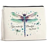 LyoGao Dragonfly Gifts for Best Friend Makeup Bag Friendship for Women Girl Dragonfly Lover Cosmetic Bag