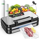 95kPa Vacuum Sealer Machine, Powerful Double Pump 10-in-1 Food Sealing System with Double Heat Seal, Built-in Cutter & Bag St